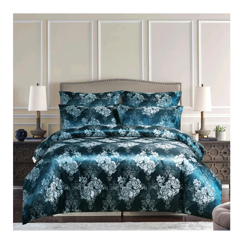 SIPEIEN Green Luxury Satin Silk Jacquard Bedding Set High Quality Duvet Cover Sets Twin Queen King All Season Quilt Bedding Sets