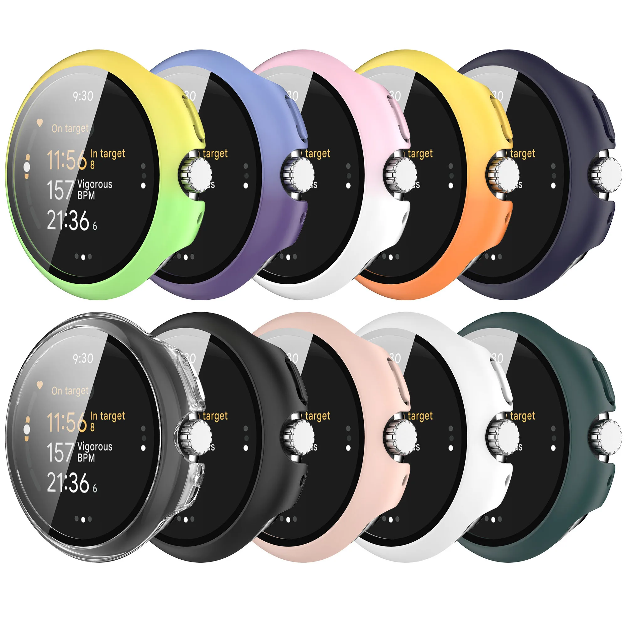 Tschick Tempered Glass Case For Google Pixel Watch 3 41mm 45mm Smart Watch Cover Strap Protective Bumper Screen Protector Film