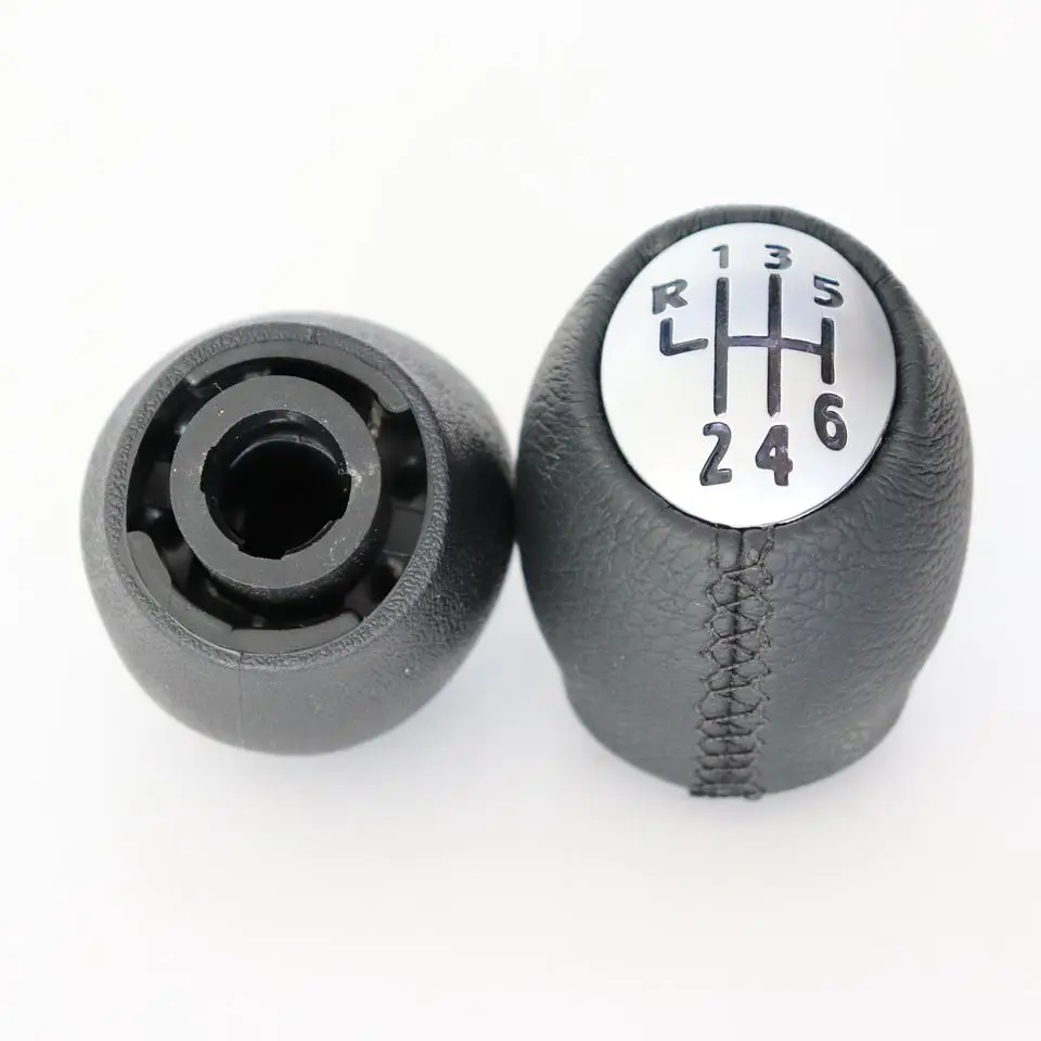 6 Speed Black Leather Gear Shift Shifter Knob Lever Stick for Renault Megane Clio Laguna Scenic