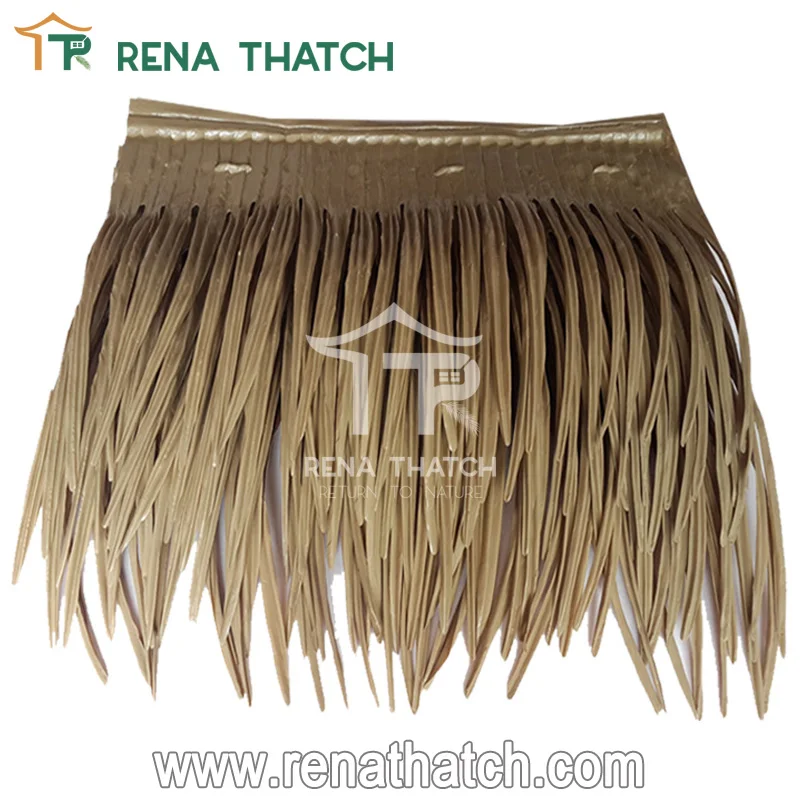 Fire resistant long lasting artificial thatch palm synthetic plastic palm panel waterproof synthetic HDPE palm leaves roof
