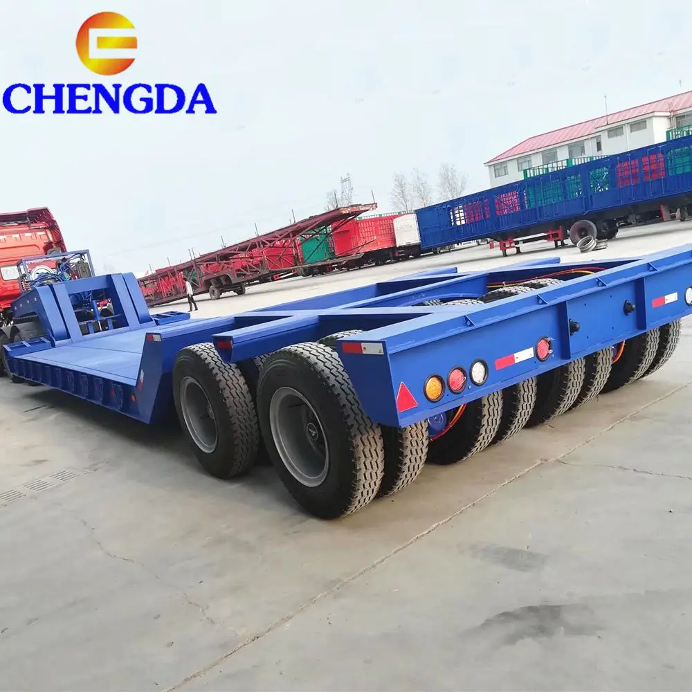 Heavy Duty 2 line 4 axles  80 -150 tons detachable lowbed low platform semi trailer for sale
