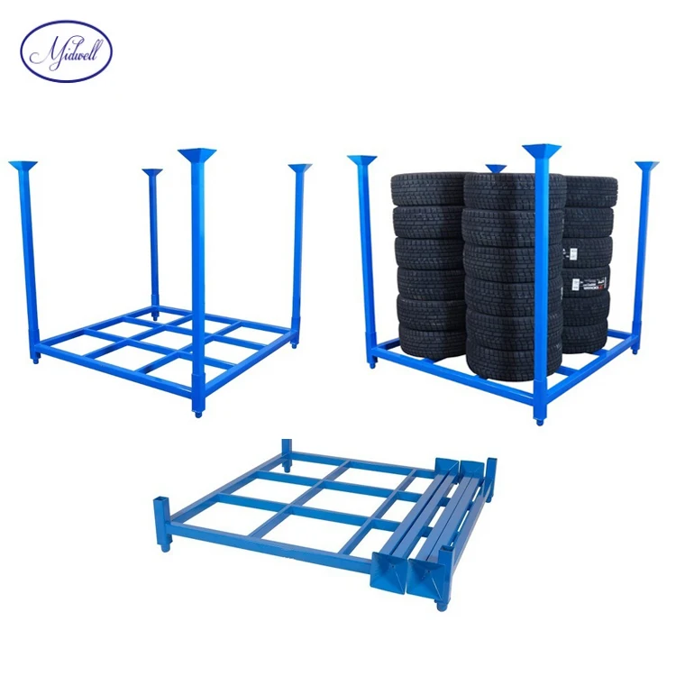 PCR Car Tyre Pallet Racking Wire Mesh Truck Tire Rack Truck Heavy Duty Stackable Detachable Warehouse Racking
