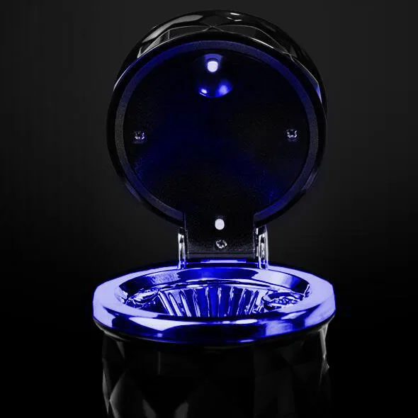 ABS fireproof Portable Car Travel Cigarette Cylinder LED Ashtray Holder Cup SW200478