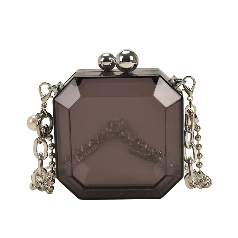 2021 Summer  Personalized creative Mini Lipstick Jelly Bag For women Acrylic chain Single shoulder Cross-body Box Bag purse