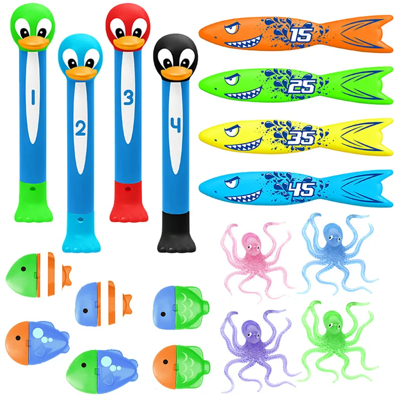 Factory Custom new design dive shark ring grass torpedo octopus Underwater swimming pool diving toy for sale kids diving animals