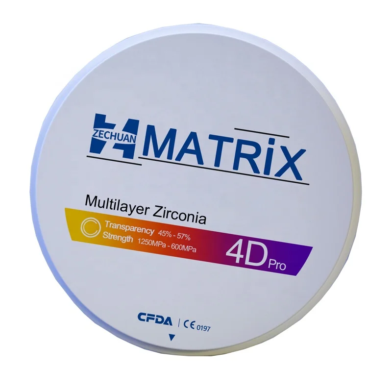 ZECHUAN MATRIX 4D Pro Multilayer Zirconia Blocks Dental Lab Materia 98mm CAD/CAM Roland Milling Machine