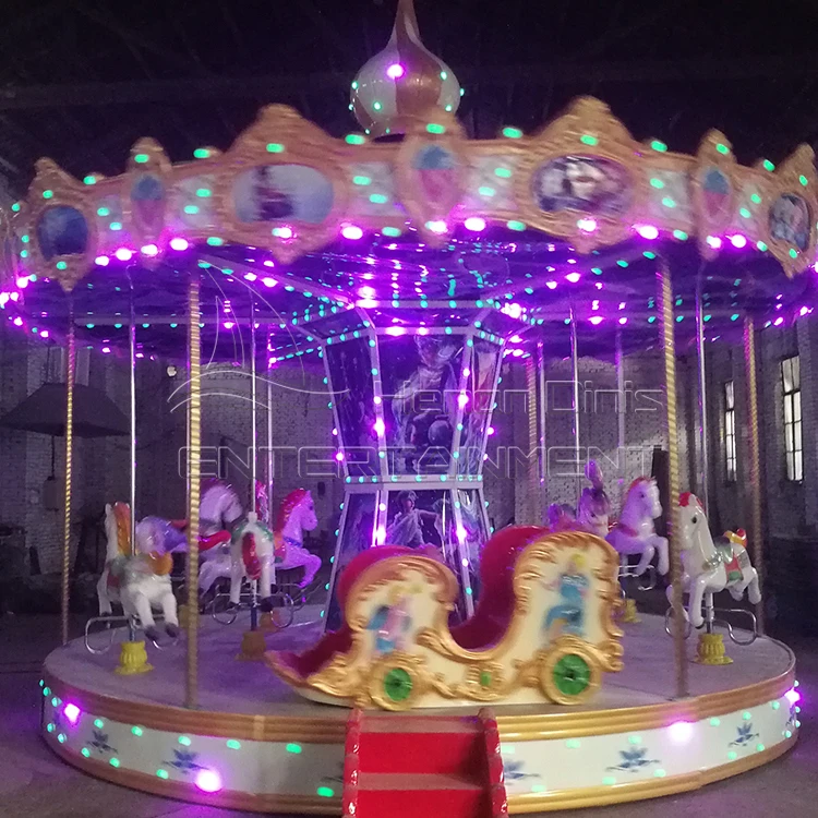 Electric Fiberglass Commercial Carousel Horses Merry Go Round For Sale