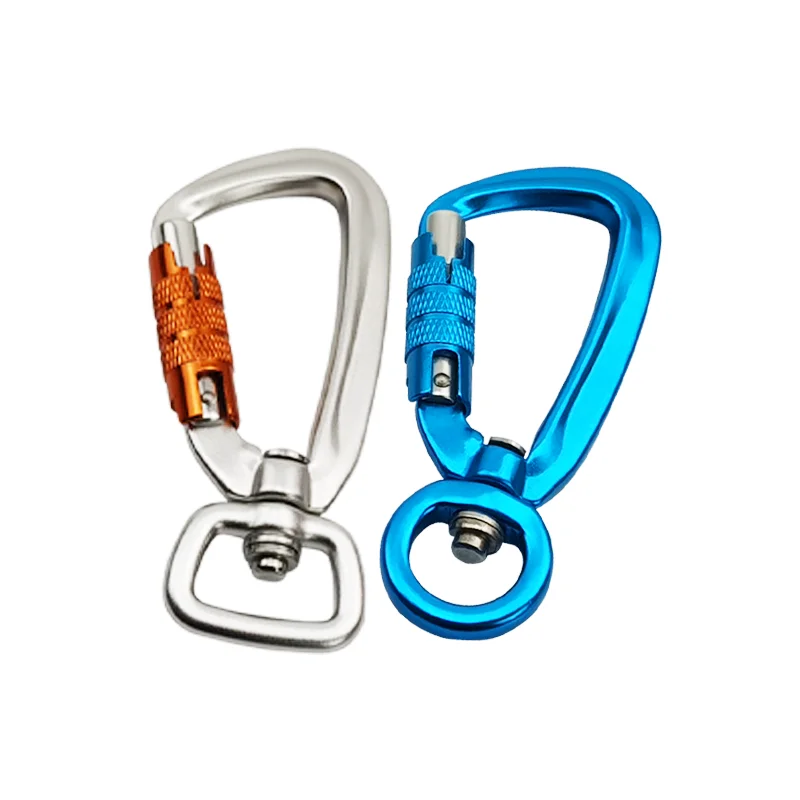 Wholesale Black Color Aviation Aluminum D Shape Automatic Nut High Tensile Force Swivel Square Ring Pet Hook