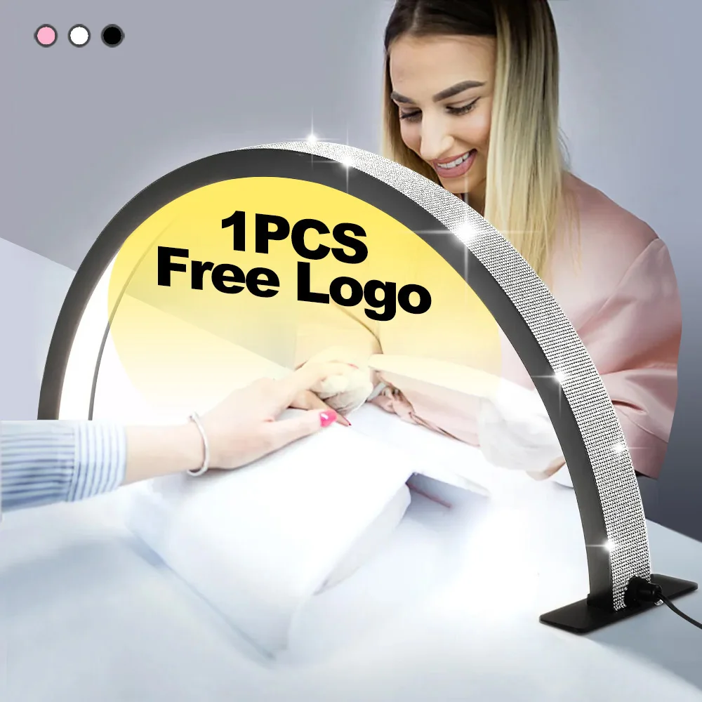 Customized LOGO Professional Crystals Nail Table Lamp Half Month Nail Table Lamp Half Month Multifunctional Arch Nail Fill Light