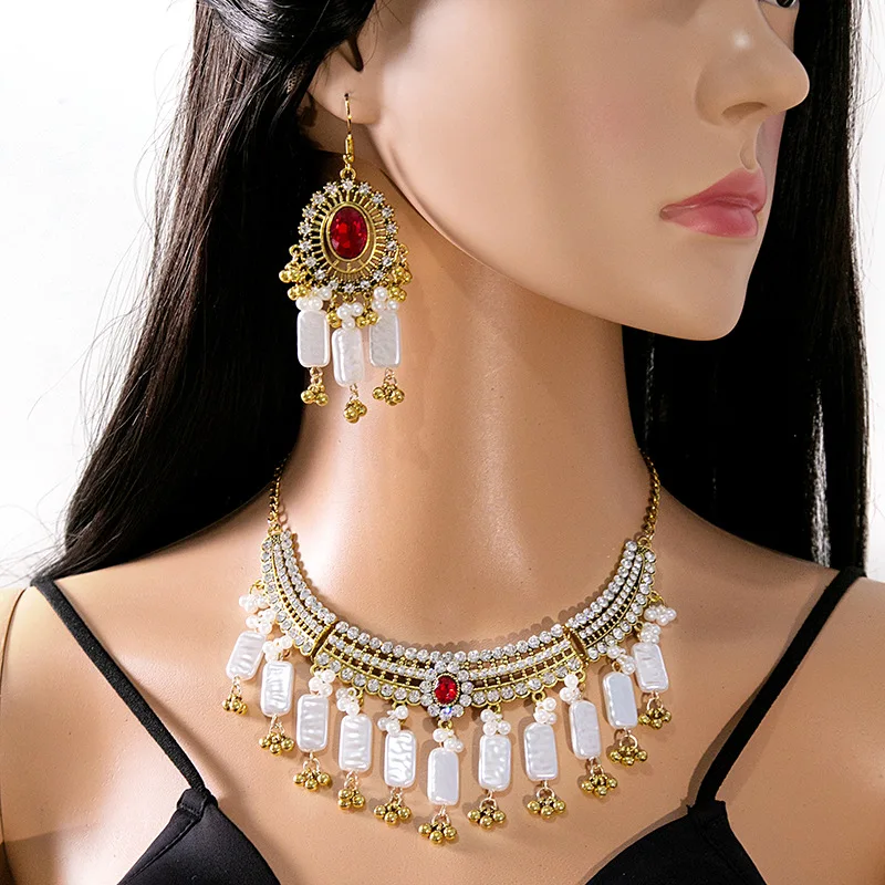 Tassels Rhinestone Crystal Jewelry Sets In Bulk Necklace Earrings Jewelry Beads Charm Bracelet Sets For Wholesales