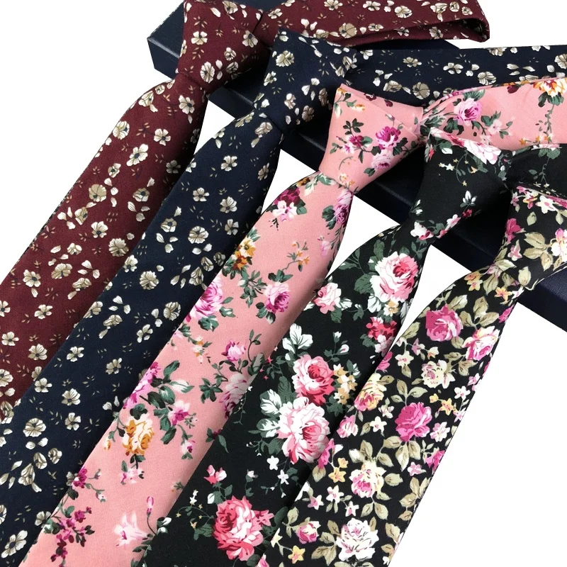 
Повседневный формальный галстук из 100% хлопка с цветочным принтом тонкий узкий галстук с цветочным принтом идеальный подарок для мужчин 