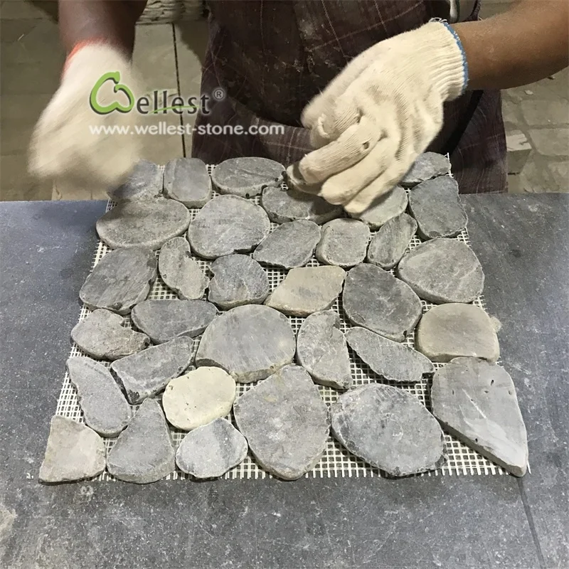 pebble stone mosaic floor mats modern style