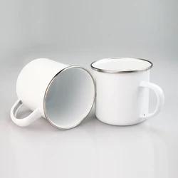White Ceramic Custom Sublimation Blank Enamel Metal Camping Mug