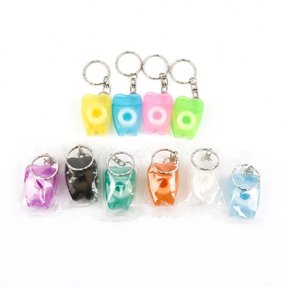 New arrival !!!!!Dental teeth shape floss with assorted falvours keychain