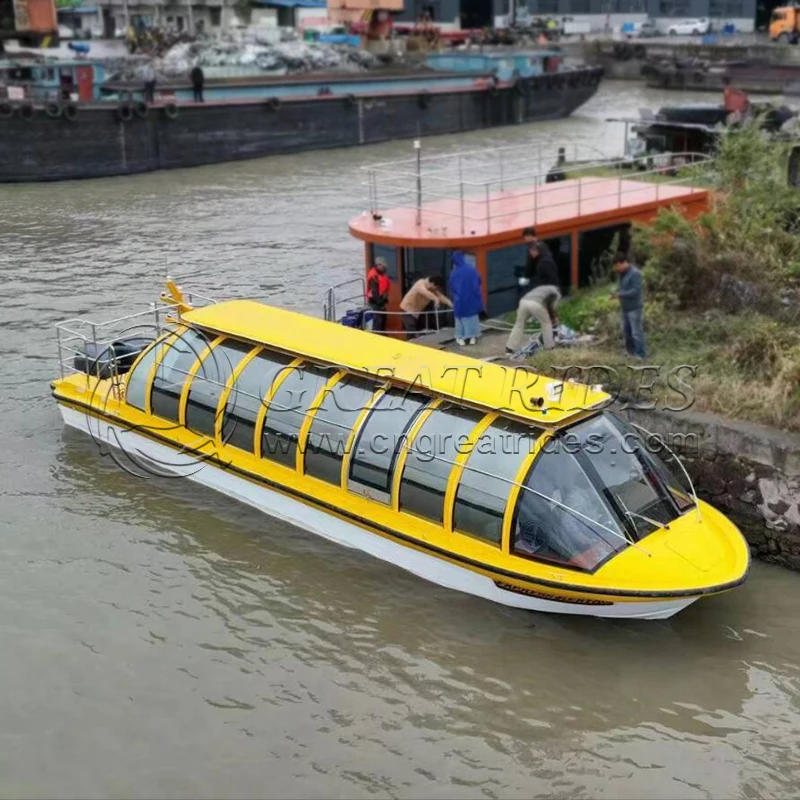 Customized FRP Ferry Boat 50 Persons  Water Taxi Bus Boat Sightseeing Water Bus For Sale