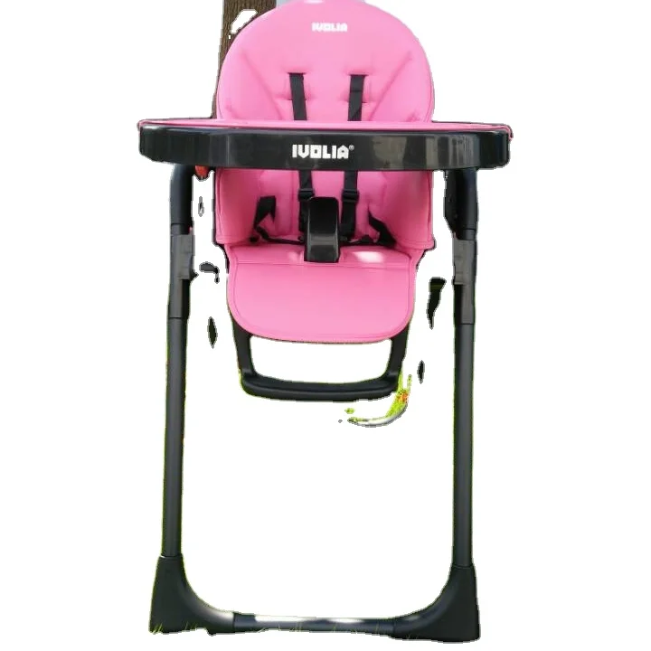 IVOLIA Steel Personalized Pink PU Cover Top High Chairs 2020 for Baby Free Install Food Grade Cheap Black Plastic Kitchen Modern