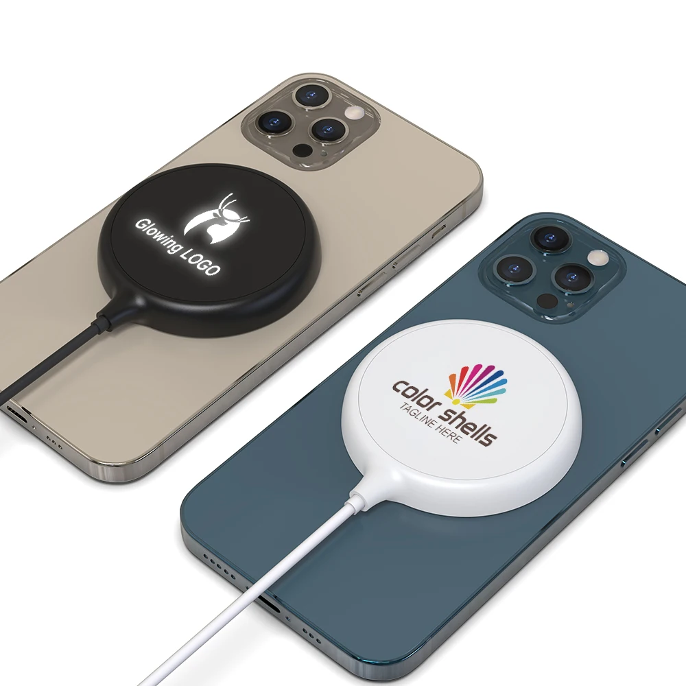 Type-C Output 15w Round Wireless Mobile Charger Magnetic Mini Round Wireless Charger for Watch Airpods Mobile Phones