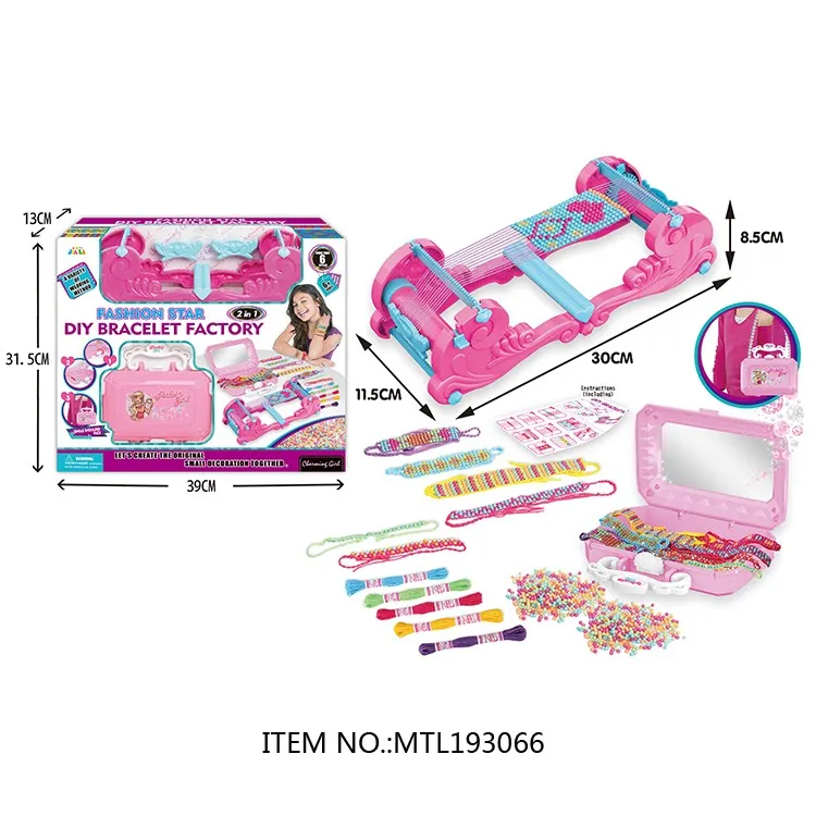 Kids Jewelry Making Kit DIY Bracelet Charms Jewelry Crafts Toys 2 IN 1 Bracelet Knitting Weaving Machine Toy