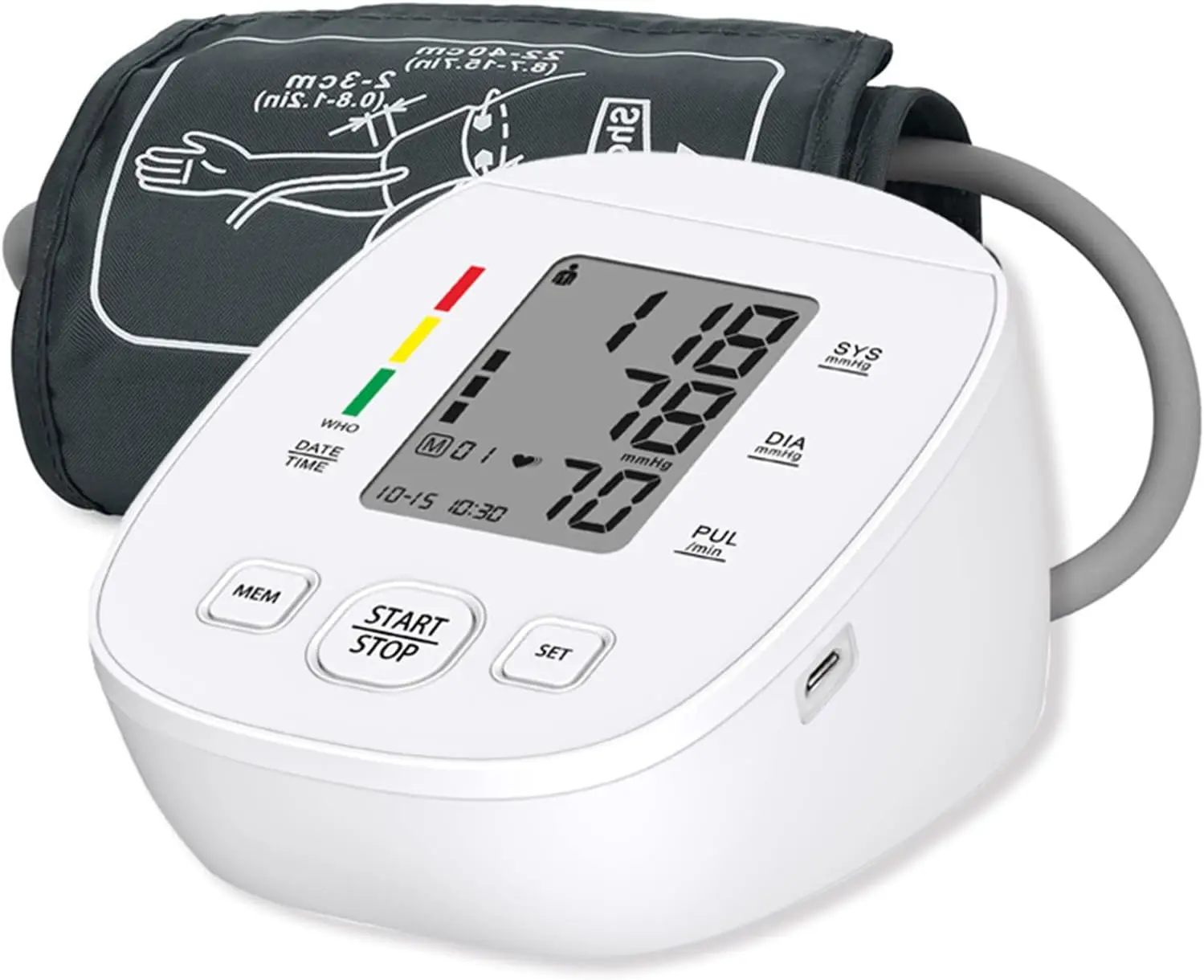 Upper Arm Electronic Blood Pressure Monitor Home Automatic Digital Sphygmomanometer Tonometer Heart Rate Tensiometer