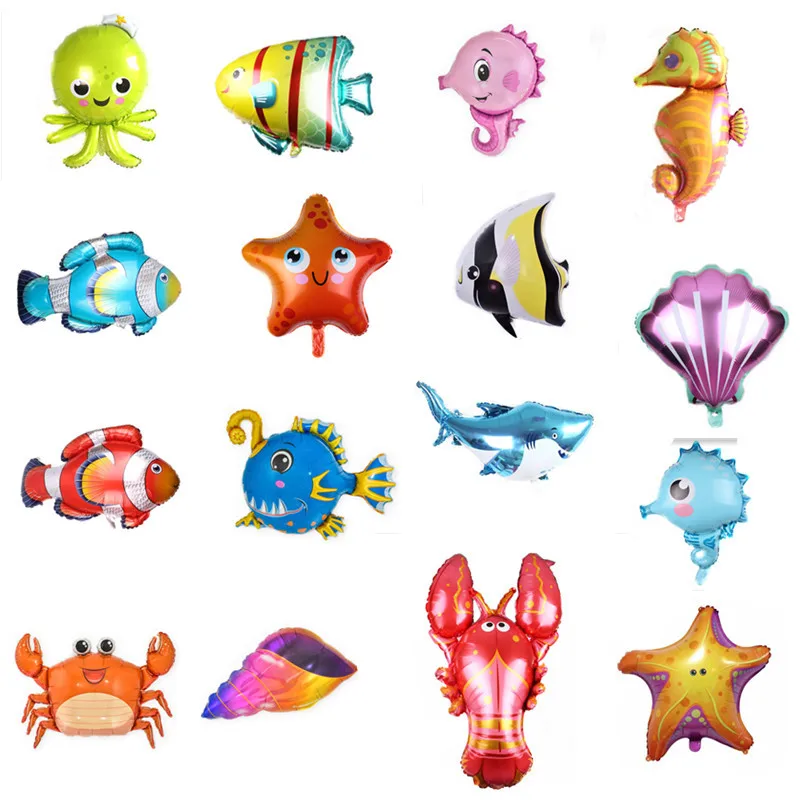marine fish shaped foil balloon Happy Birthday Aluminium Balloon For Happy birthday party decorations marine supplies