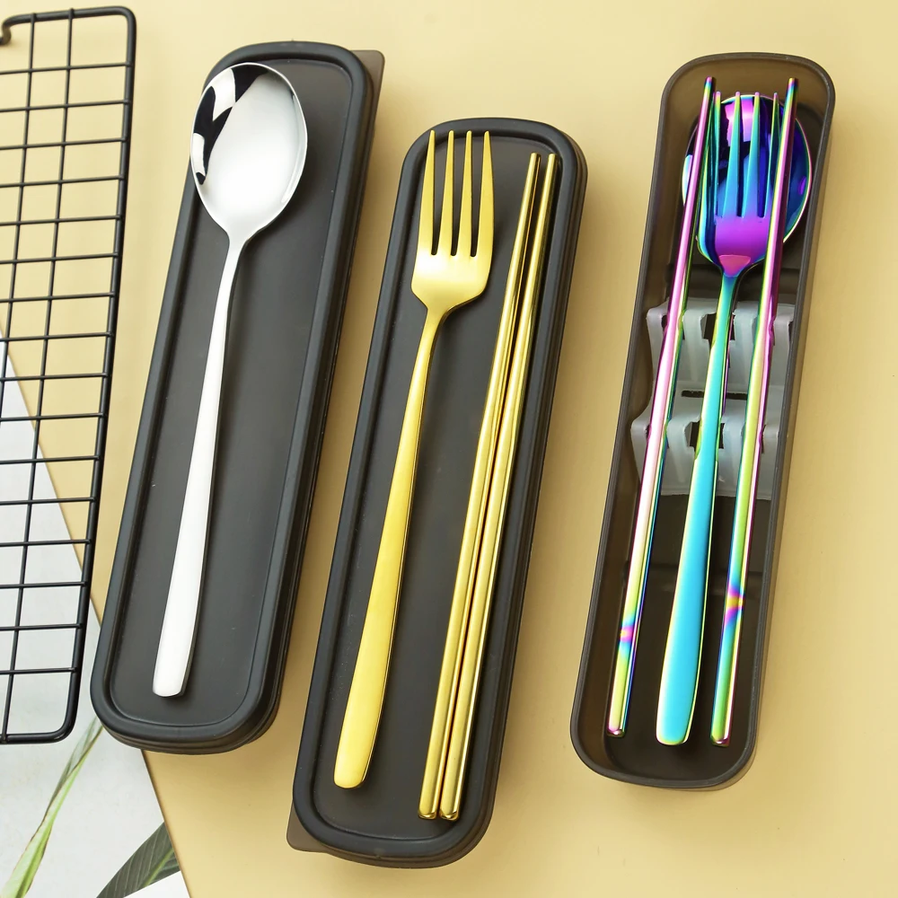 alibaba top sellers 2020 for amazon portable korean stainless steel spoon fork and chopstick set cutlery set with case