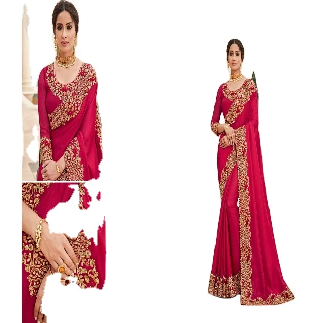 Party wear designer embroidery fancy sari saree