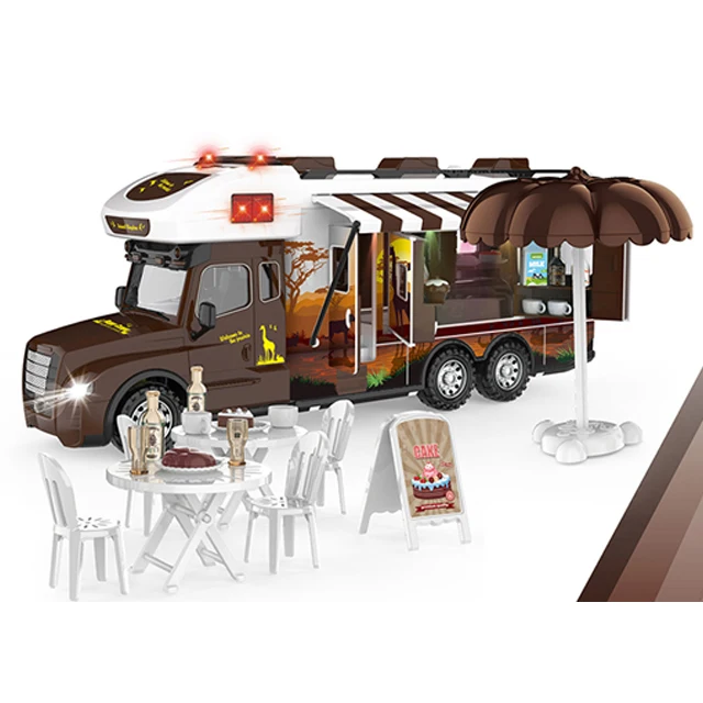 Electric Girls DIY doll house play set portable caravan camper free wheel bus car kitchen toy kit motorhome pretend play toy