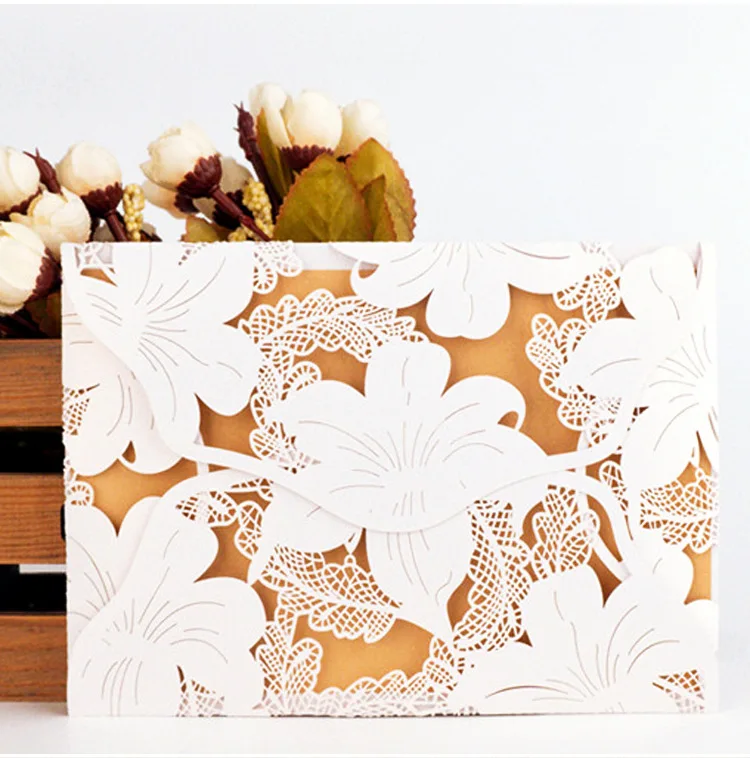 
Fancy Laser Cut Wedding Invitations White Greeting Cards Boda Invita Invitation De Mariage 