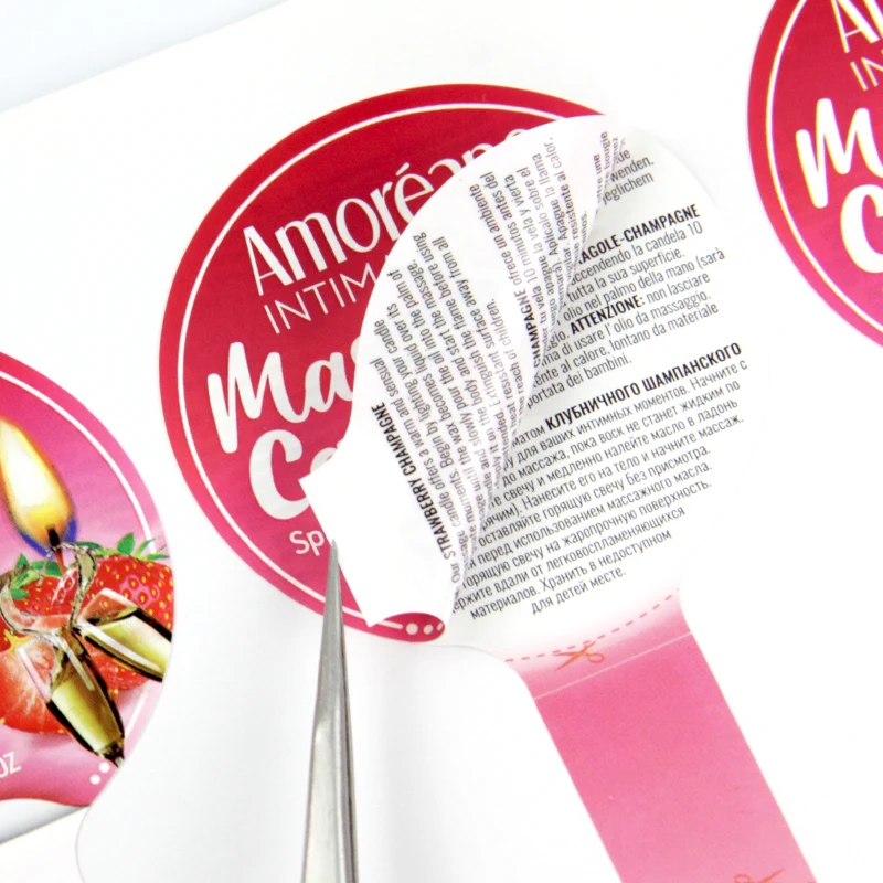 Biodegradable Two Side Printing  Self-adhesive Stickers Multi layer Cosmetic Ingredient Price Bottle Bottom Booklet Label