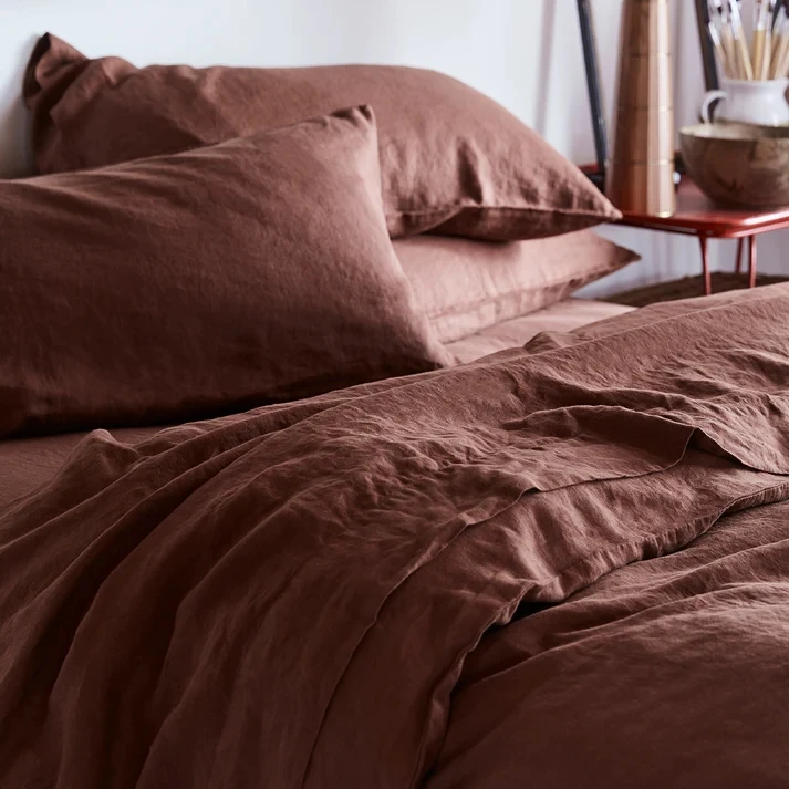 GOTS Hypoallergenic Material Safe For Sensitive Skin Designer Bed Sets Flax Fabric Linen Bedding Sheet Sets