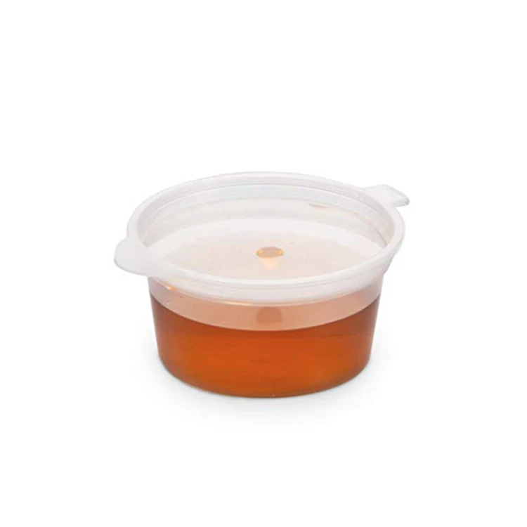 Eco Friendly Food Grade PP Plastic Injection 3 oz Sauce Cups with Hinged Lids cup with sauce