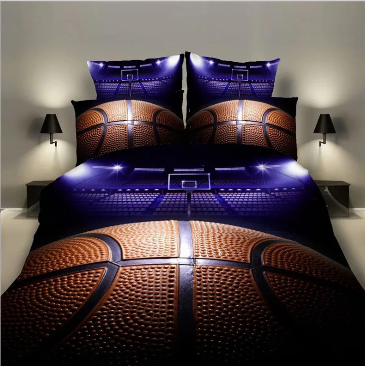 2021 Home textile sports basketball football quilt cover bedding bed linen 3D wholesale three-piece suit