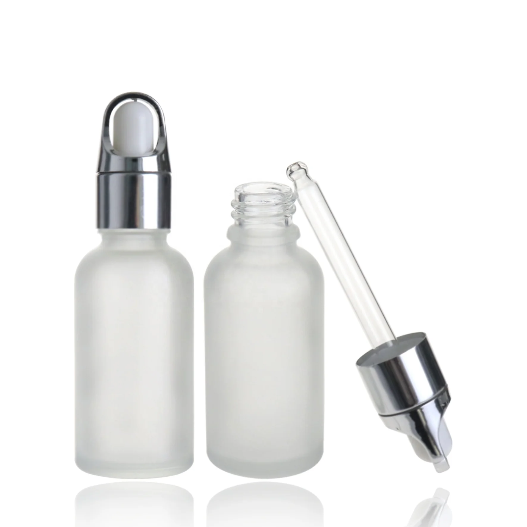 Wholesale dropper bottle for hair oil 30ml 1oz frosted white attar glass vials with gold cap for cosmetics package