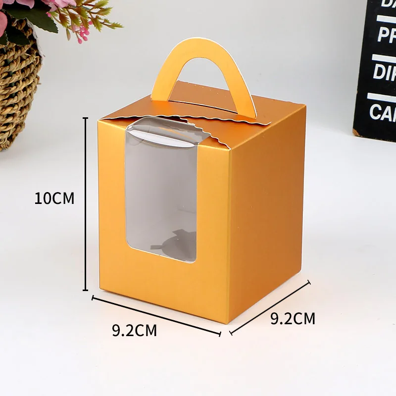 Multi-color Professional food grade Small Cake Tall Cupcake Paper Packaging Gift Box With PVC Clear Window