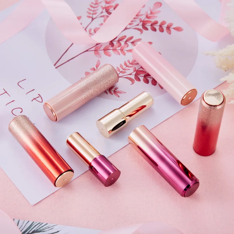Round Magnetic Refillable Lipstick Tubes Custom Refills Packaging Aluminum Lipstick