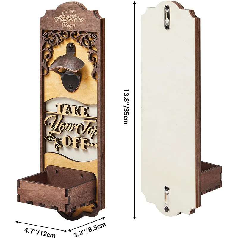 New wall mounted wooden bottle opener bottle cap collector kitchen bar wall decoration wooden crafts