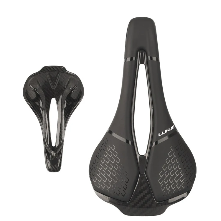 LUNJE Full Carbon Fiber Mountain Road Bike Saddle  Bike Hollow Saddle Ultra-light Saddle