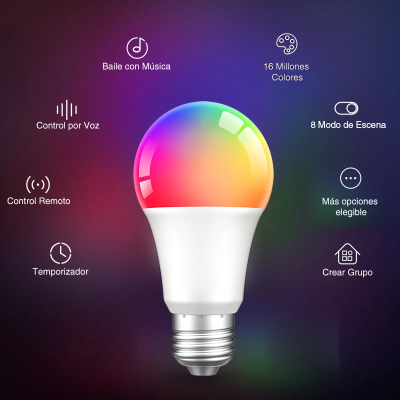 Fxpot Smart Alexa Led Light Hot Sale Wireless Tuya E27 Color Change Led Remote App Control Smart RGB WIFI Light Bulb
