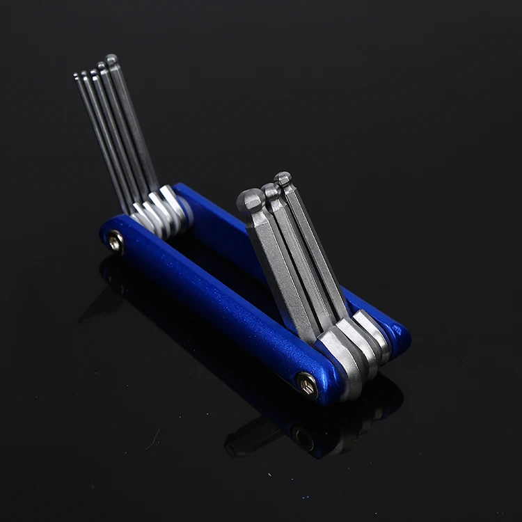 8pcs  ball end Folding Metric/mm Hex Socket Driver Allen wrench,custom allen wrench Aluminum alloy handle