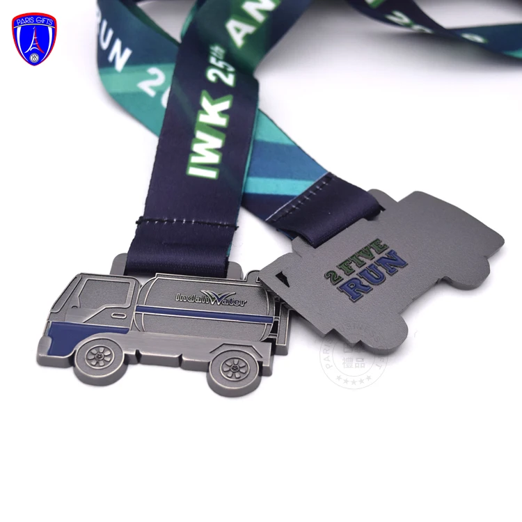 Fire truck shape medal car medal for fire men Indahwater custom funny car dye casting running sport medal