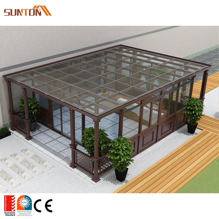 Custom outdoor metal aluminium sunrooms glasshouse set design modern winter garden aluminum frame glass sunrooms & glass houses