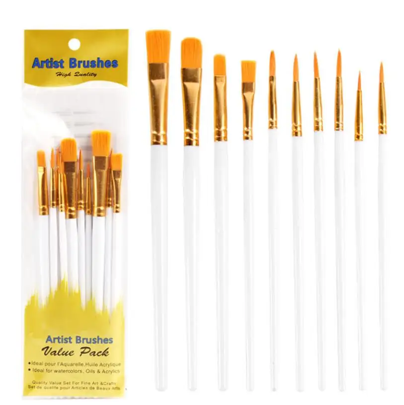 Best Selling 10Pcs Set Drawing Oil Art Painting Brush Watercolor