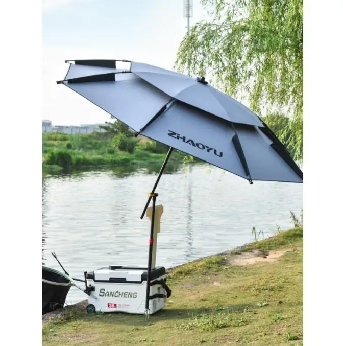Multiple sizes outdoor fishing umbrella camping double-layer beach umbrella sun protection waterproof patio umbrellas custom log