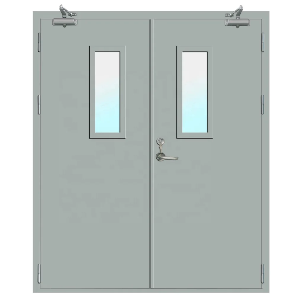 CE Certified Fast Delivery Fire Rated Exit Steel Door Insulated Double Leaf Fire Door For Apartment Fireproof Door