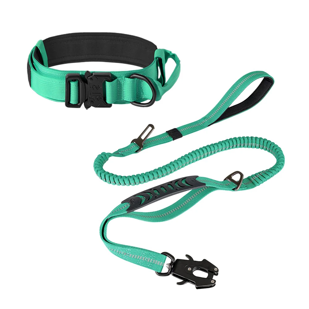 QQgift custom luxury Tactical Dog Collar and Leash Set with Quick Release Buckle Adjustable Training Dog Collar with Handle