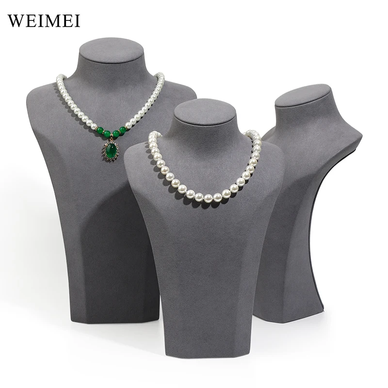 WEIMEI серый замшевый кожаный держатель для ожерелья Ювелирный стенд ожерелье витрина Шея реквизит ювелирного магазина