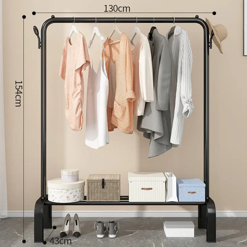 Wholesale Metal Display Stainless Steel Rolling Household Clothes Rack With Top Rod And Lower Storage Shelf