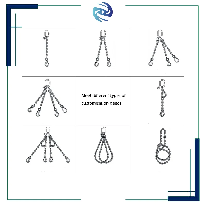 Different Length Ohmic Ring Hook Drop Forged Chain High Quality Transmission Chains G80 Lifting Hook Chain Sling for Steel Pipe
