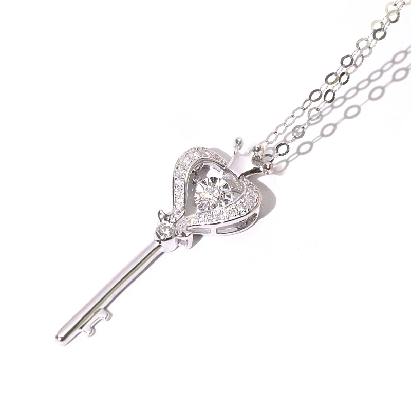FFT изящный модный дизайн ювелирных изделий платина алмаз сердце и ключ Шарм ожерелье на заказ