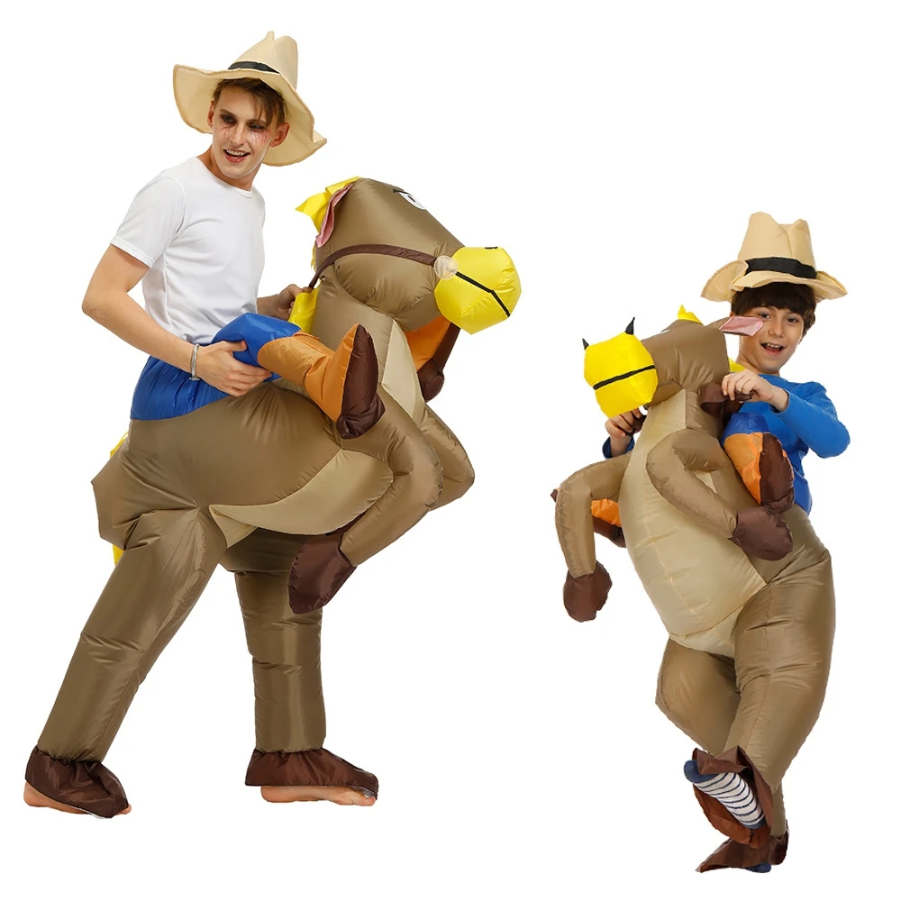 Adult kid Inflatable ridinghorse costume blow up adverting  cowboy design outdoor party costume